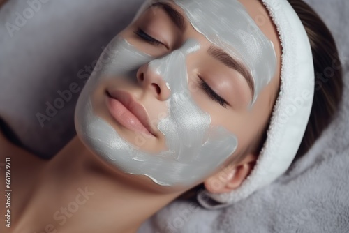Cosmetician Applies Facial Mask To Young Woman