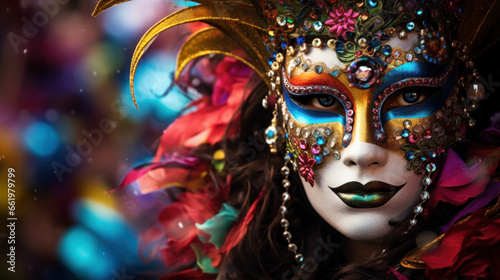 woman in the mask Mardi Gras festival