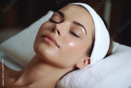 Woman Enjoys Facial Treatment Session