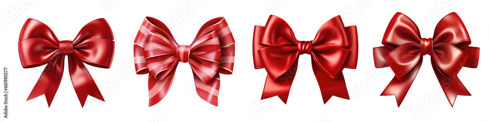 Christmas Ribbon and bows clipart collection, vector, icons isolated on transparent background