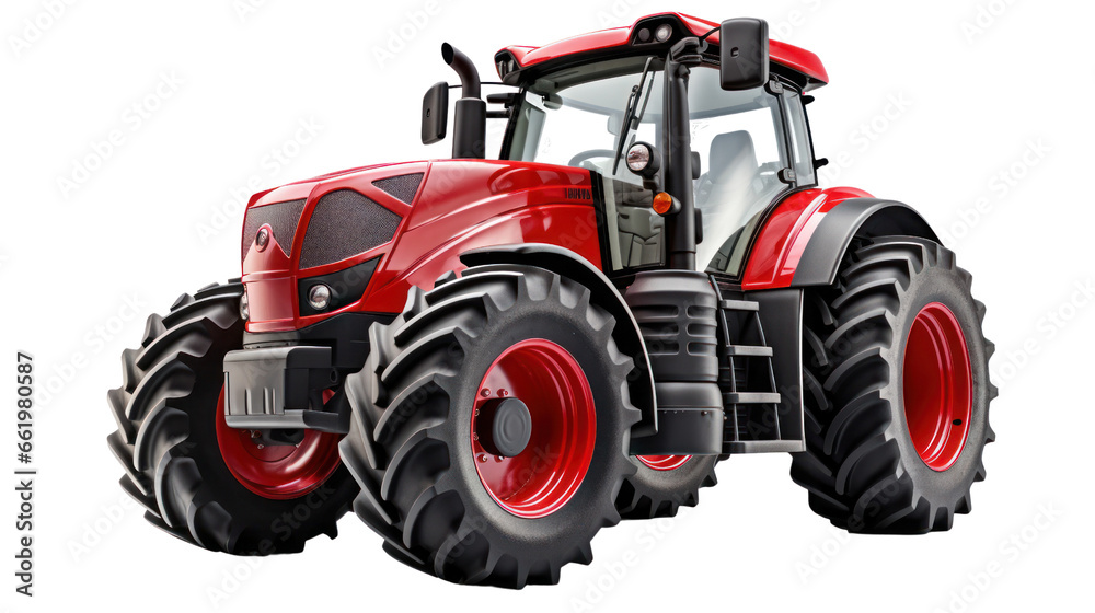 3D render of tractor full option on the transparent background - obrazy, fototapety, plakaty 