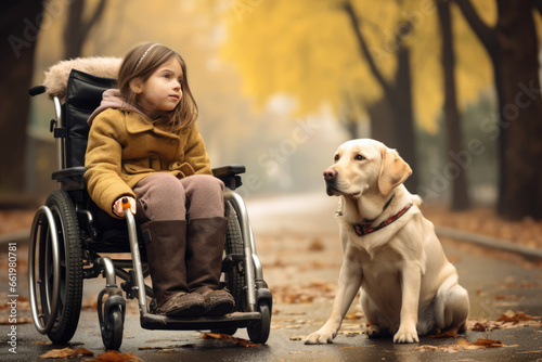 Guide Dog Providing Assistance To Disabled Girl photo