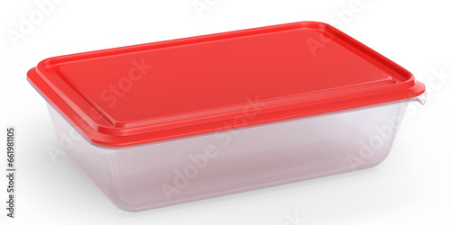 Plastic food container for storing dishes, product tray box on white background