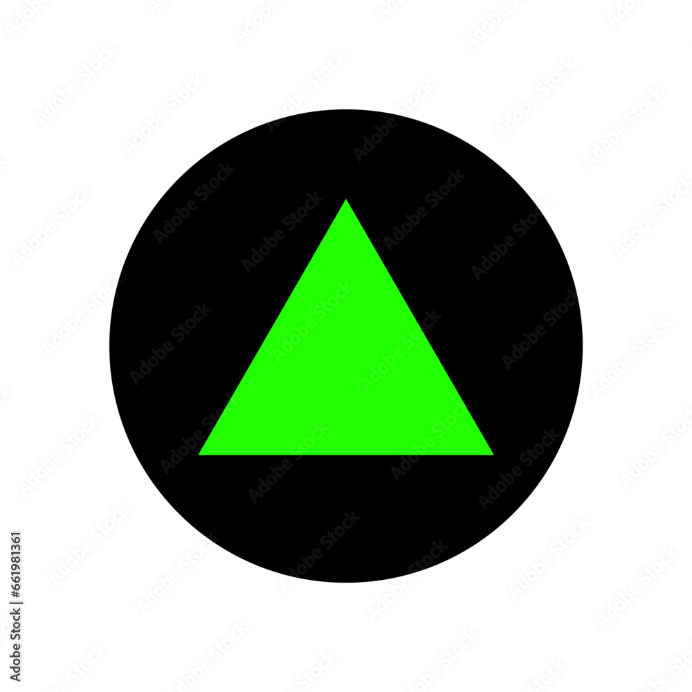 A black dot with green triangle icon. A black dot with green triangle icon.