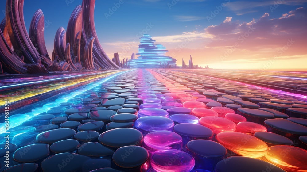 Obraz premium High tech sci fi roadway made with bright colors Ai generated art
