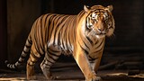 Image of a tiger standing from the side beautiful photo Ai generated art