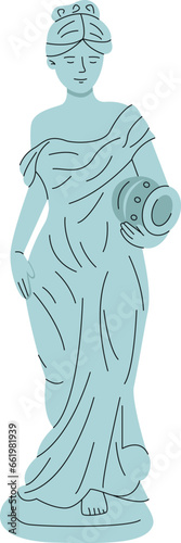 Antique statue of a woman. Ancient historical cultural monument of Greece, Greek or Roman statue, museum element of sculpture. Vector illustration