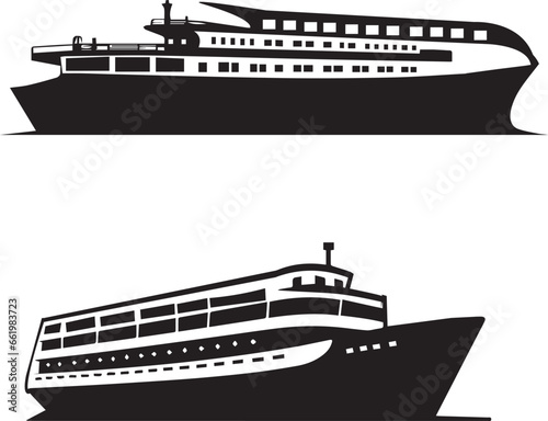 ship silhouette, cruise ships silhouettes vector icons,
