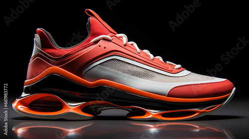 Ultra modern sneaker design, sports shoes on a dark background.