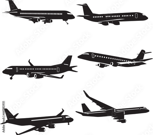 set of silhouettes of airplanes, plane silhouettes set black, transportation, air plane silhouettes set ,planes icons 