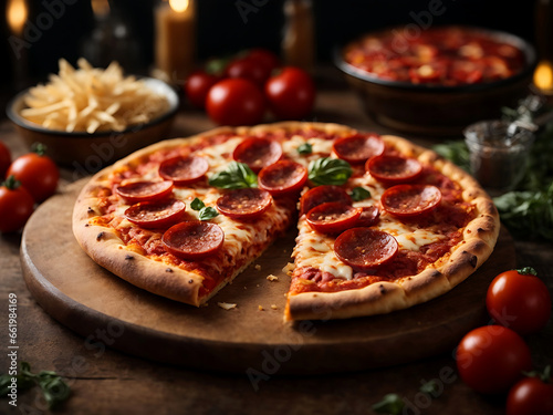 Pepperoni pizza with amazing presentation