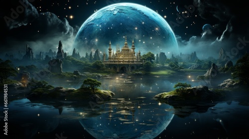 Mystical Moonlit Skies: A Celestial Symphony of Nightscapes, generative AI