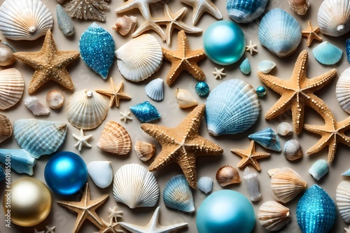 Fototapeta Coastal Christmas Seashell Decorations Bring the Beach to the Holidays
