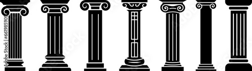 Foto ancient pillar black silhouette vector set isolated