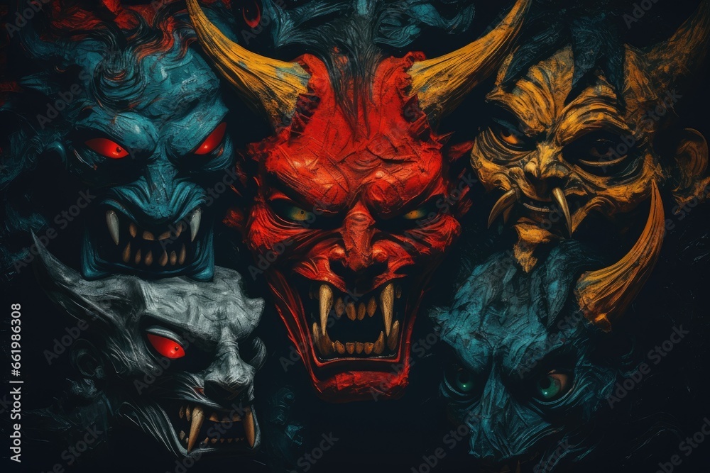 Symbolic image of demons in abstract style Symbolic image of demons in abstract style