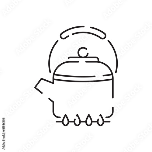 Teacup line icon icon. Teapot or samovar flat icon. Thin line signs for design logo, visit card. Symbol for web design or mobile app. Cup outline pictogram