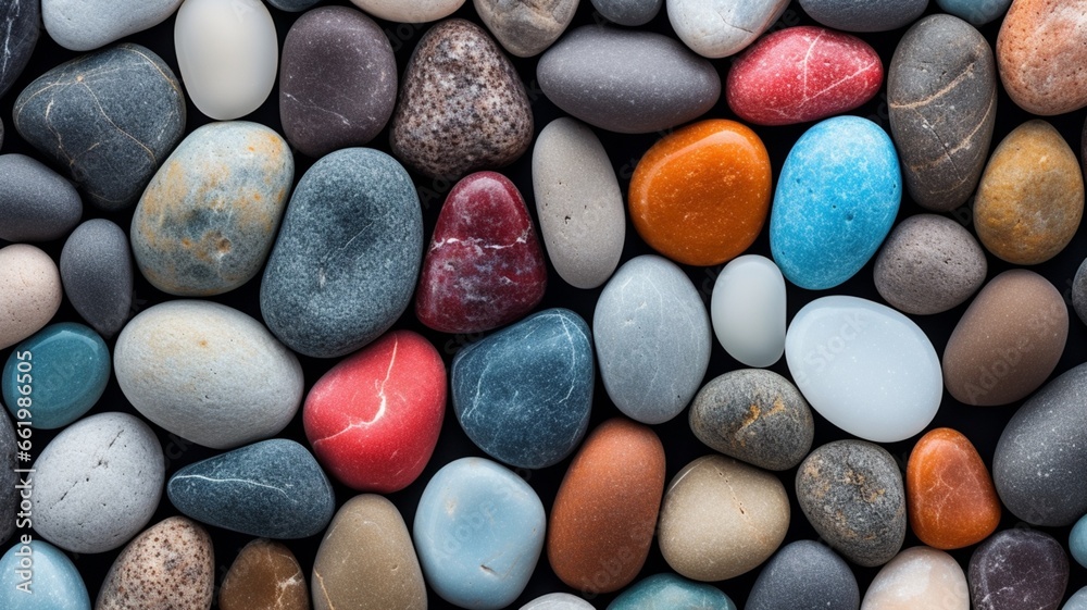 Pebble top view colorful pebble background wallpaper Ai generated art Pebble top view colorful pebble background wallpaper Ai generated art
