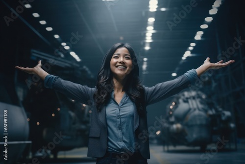Asian Female Aerospace Engineer Employee Lifestyle Setting Generative AI photo