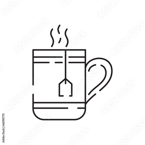 Drink tea. Cup of tea line icon. Cup flat icon. Thin line signs for design logo  visit card. Single high-quality outline symbol. Cup outline pictogram