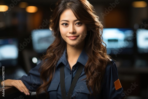 Asian Woman Airline Pilot Occupation Lifestyle Setting Generative AI