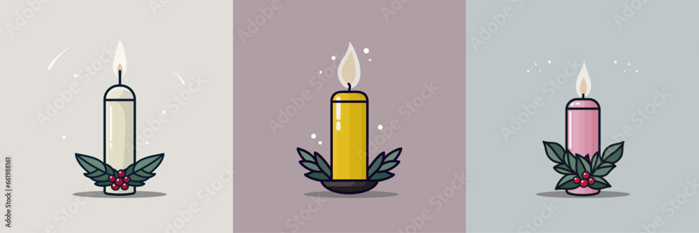 Set of minimalistic Christmas candles Set of minimalistic Christmas candles