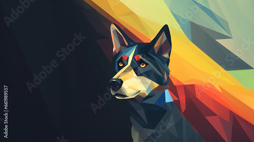 mosaic polygonal dog banner artwork