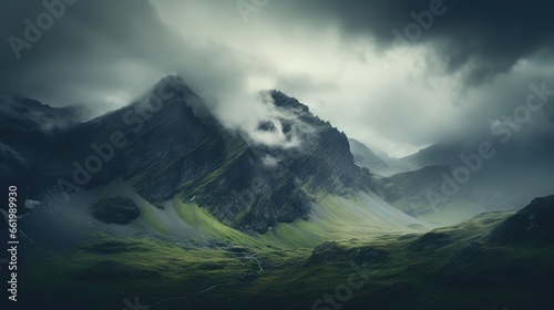 Dramatic landscape with stormy skies