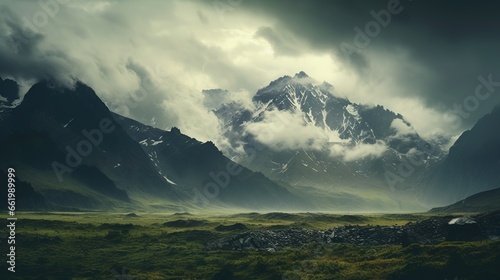 Dramatic landscape with stormy skies