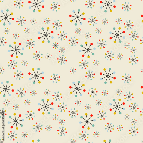 Seamless Pattern Mid Century Modern Starburst Retro Background Atomic Space Age Abstract Procreate Repeating Design 50s Digital Paper Print Fabric Textile Design Pattern Wrapping Paper Scrapbook