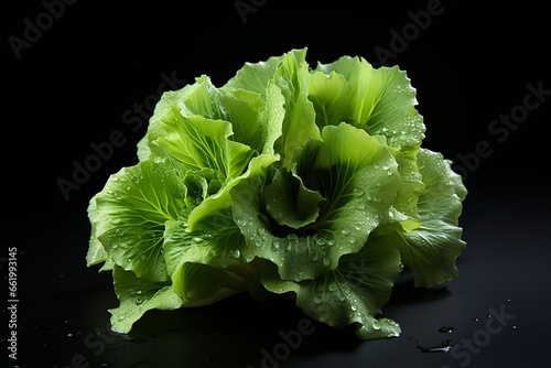 Delicious and healthy lettuce isolated on black background