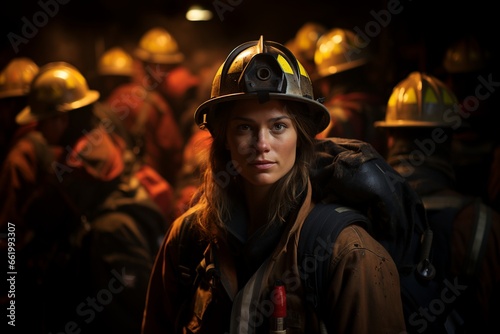 Young blonde Woman Working As Firefighter And Showing Gender Equality © Javier