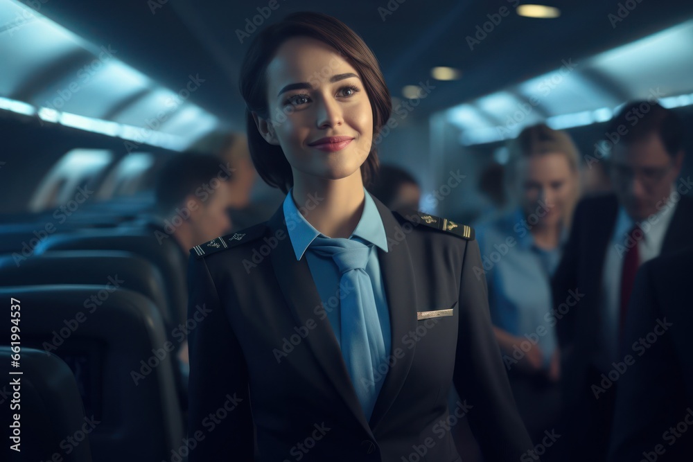 Asian Woman Flight Attendant Employment Professional Background Generative AI Asian Woman Flight Attendant Employment Professional Background Generative AI