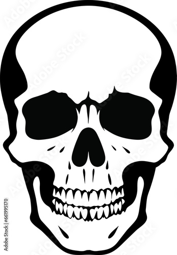 The skull icon. Black silhouette of a human skull. Vector illustration isolated on a white background for design and web.