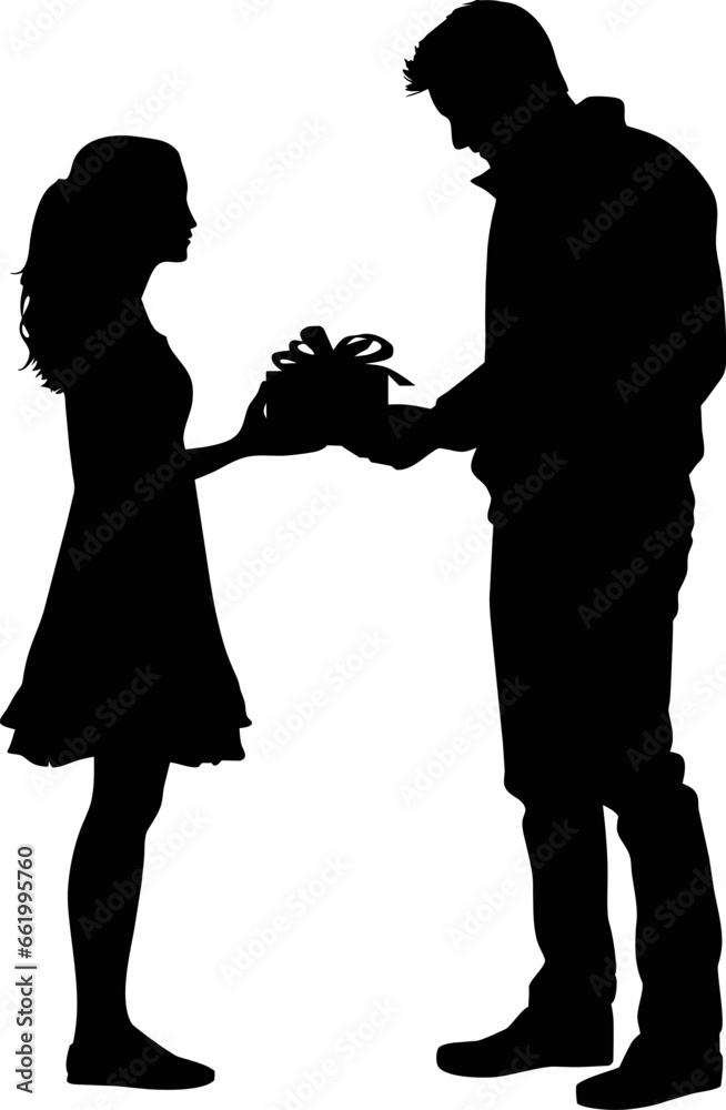 Child, girl, boy, child who receives and gives gifts. Silhouette vector illustration