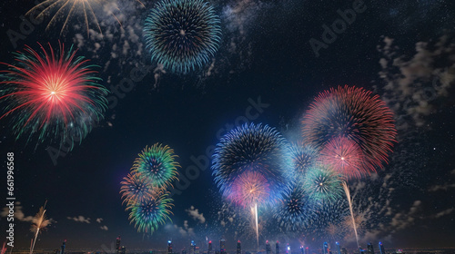 Fireworks in the night sky. © Loki Studio