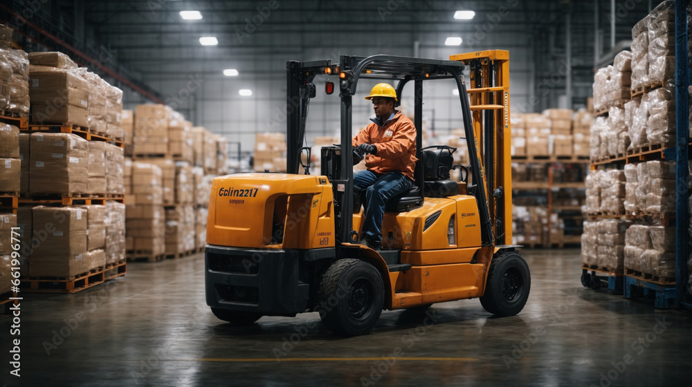 Forklift operator, operating inside the warehouse to move goods from one place to another.