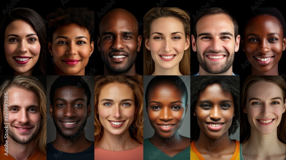 Collage of human portraits of various ethnicities