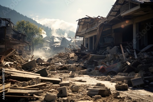 destroyed houses.earthquake.disaster