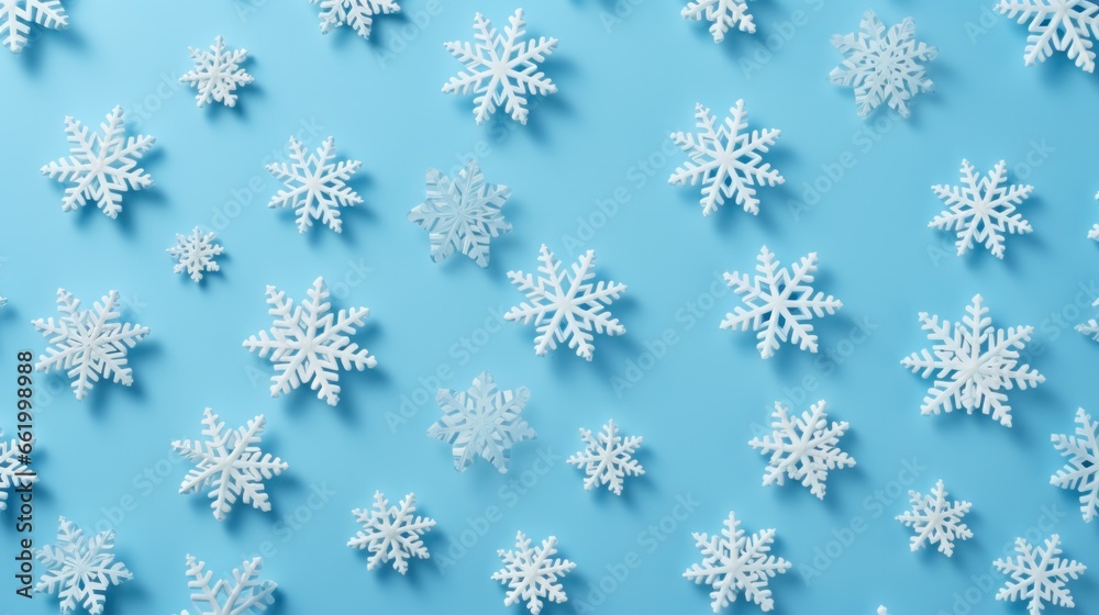 white snowflakes on light blue background white snowflakes on light blue background