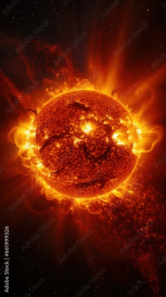 Striking image of the sun's surface during a magnetic storm,