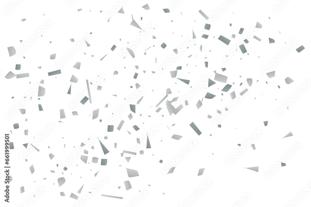 Silver glitter confetti on a white background. Decorative element. Silver glitter confetti on a white background. Decorative element.