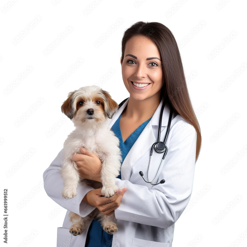 veterinarian young woman with a dog, doctor holding a pet, animal, Happy vet with dog veterinarian young woman with a dog, doctor holding a pet, animal, Happy vet with dog