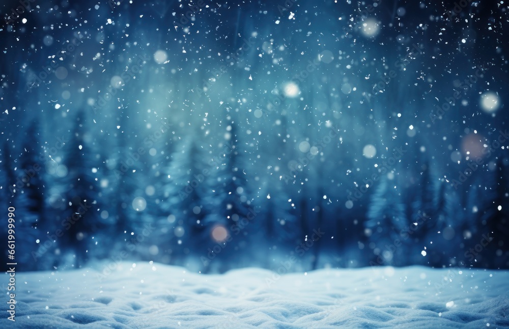 Naklejka premium winter landscape background with snow falling