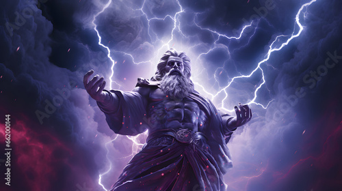 God Statue in Space God in Galaxy Atmosphere Stone Statue of God in Universe Old God in purple Space God in Heaven Sculpture of God