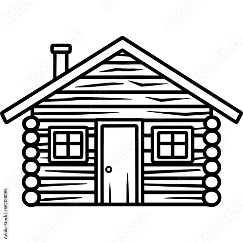 log cabin wood house black outline vector