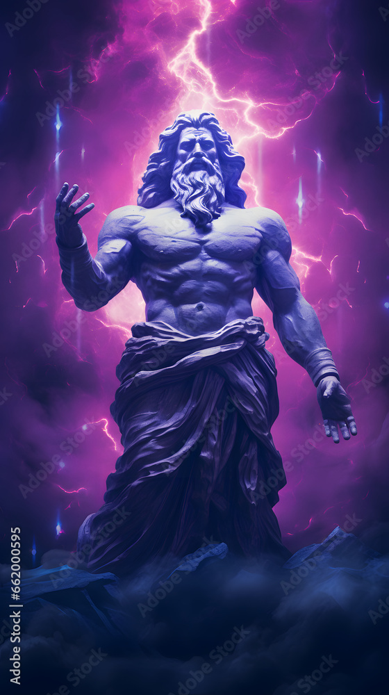 God Statue in Space God in Galaxy Atmosphere Stone Statue of God in