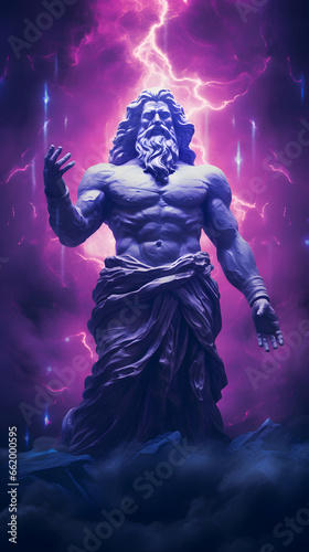 God Statue in Space God in Galaxy Atmosphere Stone Statue of God in Universe Old God in purple Space God in Heaven Sculpture of God