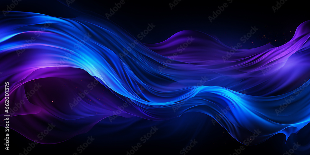 custom made wallpaper toronto digitalSchöner abstrakter futuristischer Hintergrund in welligen leuchtenden blau als Rauch Nebel für Webdesign und Drucksachen als Vorlage Querformat, ai generativ