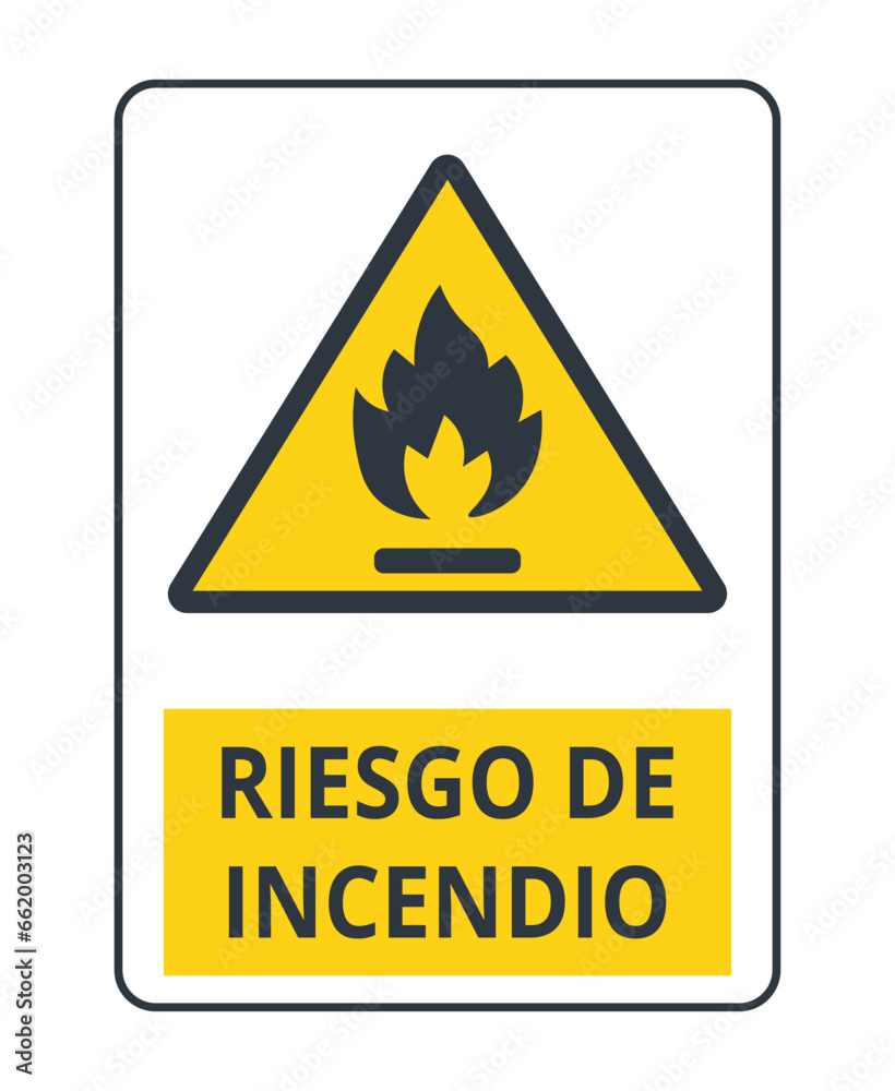 Isolated Fire Hazard Symbol. Spanish version. Isolated Fire Hazard Symbol. Spanish version.