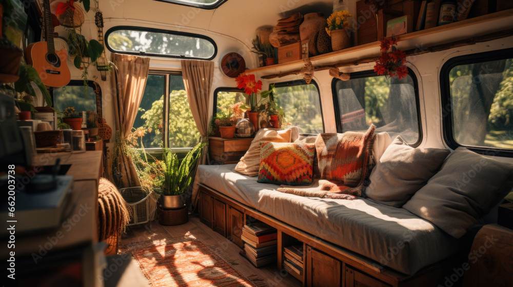 a comfortable mobile home. vanlife concept - obrazy, fototapety, plakaty 